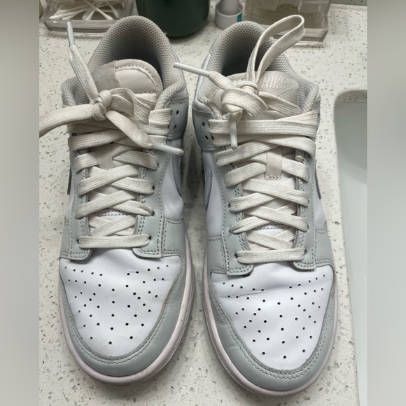 Nike Women's Low Dunk Sneaker in White and Light Gray - Picture 2 of 4